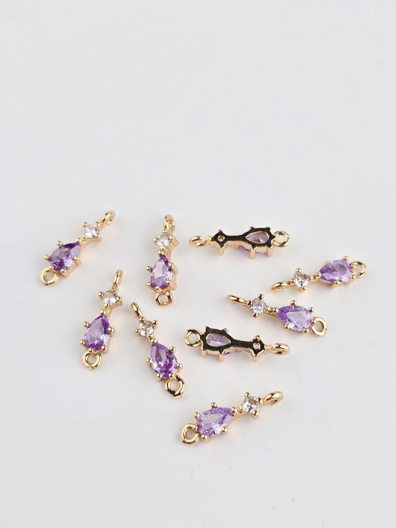 18K Gold Plated Purple CZ Jewellery Connectors