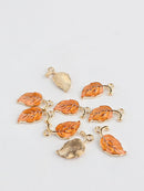 10 x Orange Enamel Metal Leaf Charms, 20x10mm