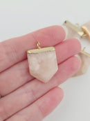 Vintage Gold Pink Aventurine Pendant, 30x20mm