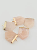 Vintage Gold Pink Aventurine Pendant, 30x20mm