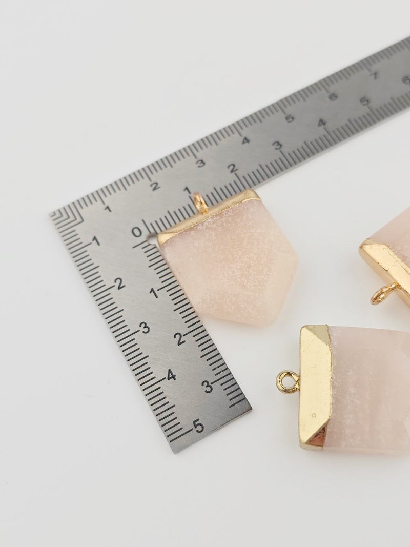 Vintage Gold Pink Aventurine Pendant, 30x20mm