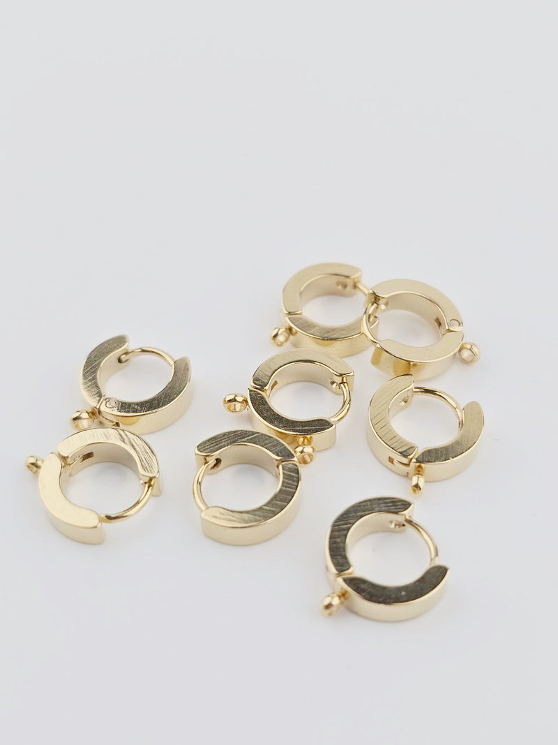 Gold Plated Steel Huggie Hoops with Loops, 12x11mm