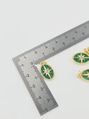 18K Gold Plated Malachite Inlay Star Charm, 18x11mm