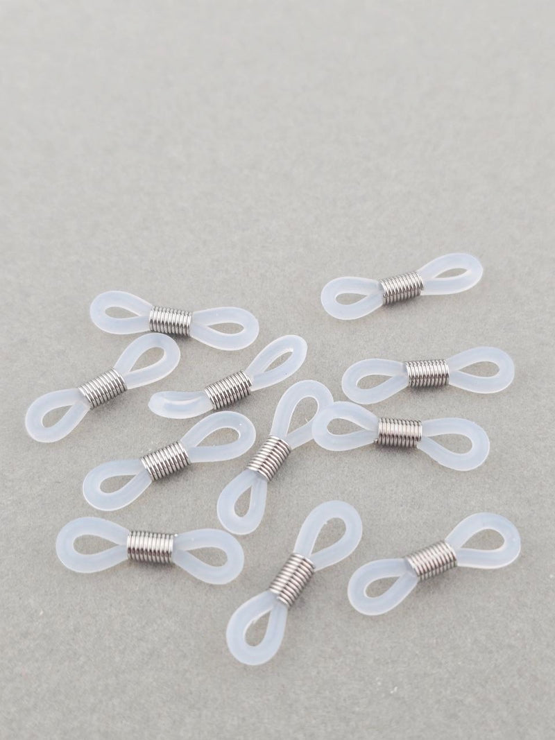20 x Clear Rubber Loop Ends for Eyeglasses Chain, 20x5mm