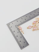 2 x 18K Gold Plated Pink Cubic Zirconia Stick Jewellery Links, 17.5x5mm