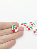 2 x Irregular Pearl Beads with Painted Cherry Pattern, 20x15mm (0271)