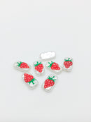 2 x Irregular Pearl Beads with Painted Strawberry Pattern, 17x9mm (0272)