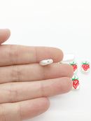2 x Irregular Pearl Beads with Painted Strawberry Pattern, 17x9mm (0272)