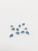1 x Rhodium Plated Blue Cubic Zirconia Teardrop Charm, 5x8mm