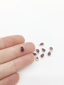 1 x Rhodium Plated Amber Cubic Zirconia Teardrop Charm, 5x8mm