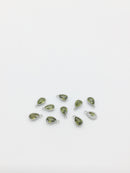1 x Rhodium Plated Olive Green Cubic Zirconia Teardrop Charm, 5x8mm