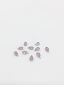 1 x Rhodium Plated Pink Cubic Zirconia Teardrop Charm, 5x8mm