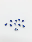1 x Rhodium Plated Sapphire Blue Cubic Zirconia Teardrop Charm, 5x8mm