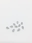 1 x Rhodium Plated Clear Cubic Zirconia Teardrop Charm, 5x8mm