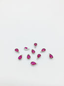 1 x Rhodium Plated Ruby Red Cubic Zirconia Teardrop Charm, 5x8mm
