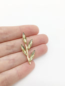 2 x Gold Tone Citrine Crystal Branch Embellishments, 35x15mm