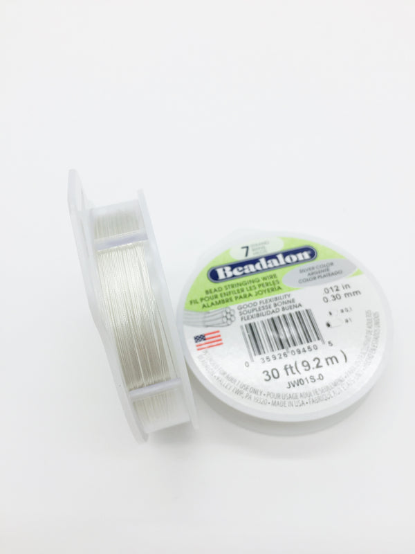 1 spool x Beadalon 7 Strand Stringing Wire 0.30mm (0.12in), Bright Silver Colour