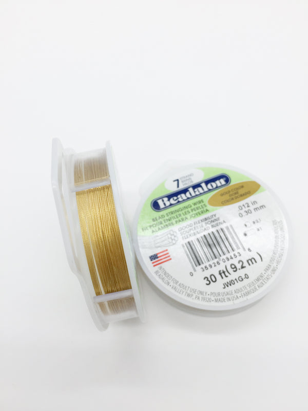1 spool x Beadalon 7 Strand Stringing Wire 0.30mm (0.12in), Gold Colour