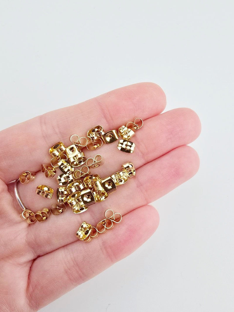 50 x Gold Plated Stainless Steel Earring Nuts
