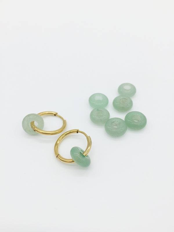 2 x Green Aventurine Gemstone Donut Beads, 10mm (3923)