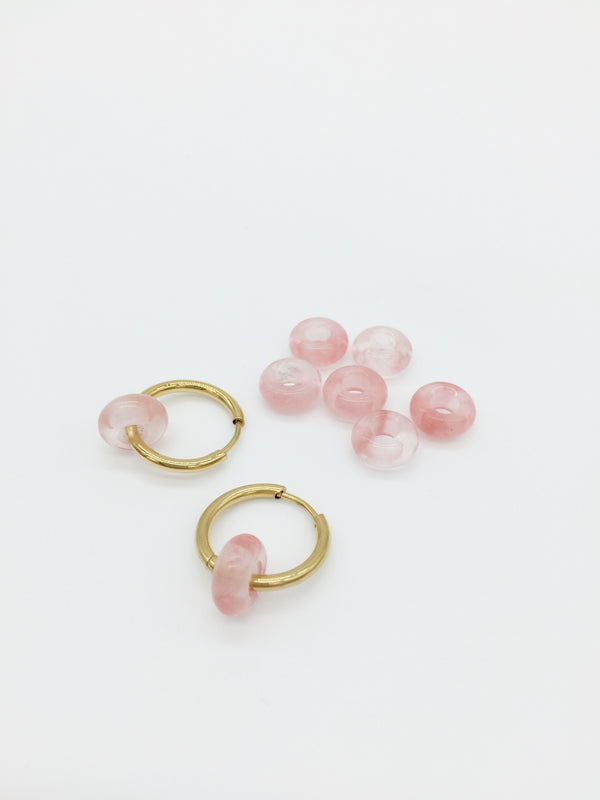 2 x Cherry Quartz Gemstone Donut Beads, 10mm (3923)