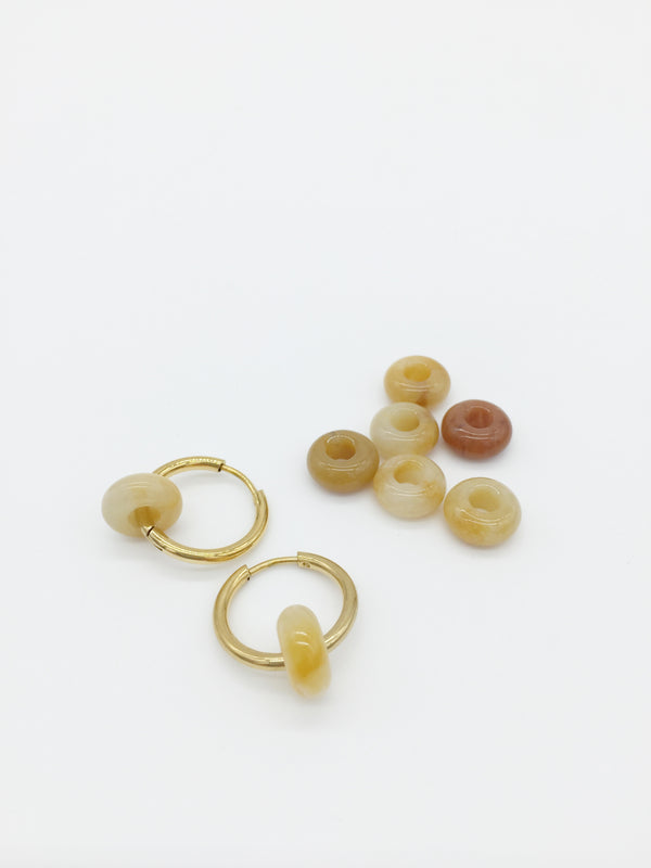 2 x Yellow Jade Gemstone Donut Beads, 10mm (3918)