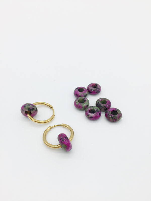 2 x Ruby Zoisite Gemstone Donut Beads, 10mm (3921)