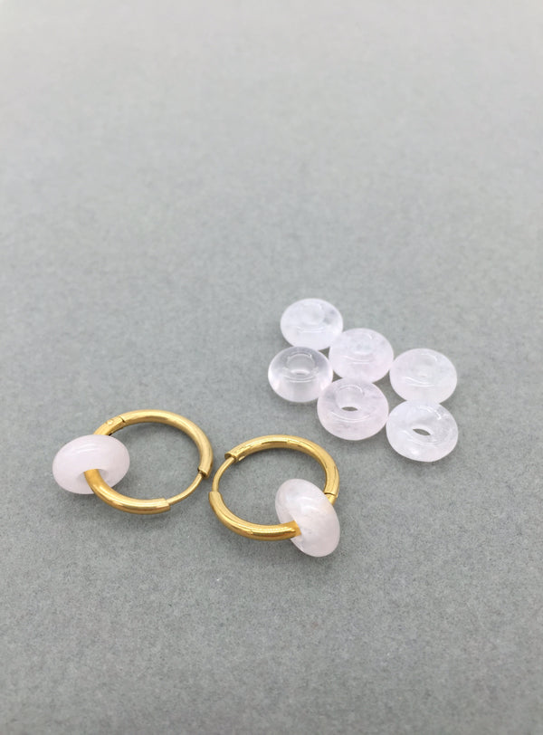 2 x Rose Quartz Gemstone Donut Beads, 10mm (3922)