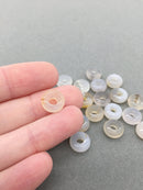 2 x White Agate Gemstone Donut Beads, 10mm (0249)