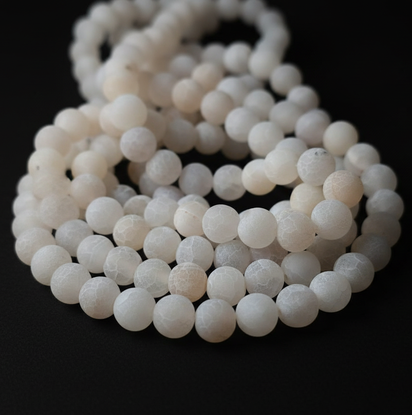 1 strand x 8mm White Frosted Agate Beads
