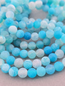 1 strand x 8mm Blue Frosted Agate Beads