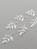 10 x Silver Leaf Branch Charms, 30x15mm