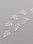 10 x Silver Leaf Branch Charms, 30x15mm