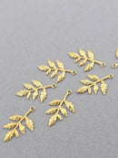 10 x Brass Leaf Branch Charms, 30x15mm