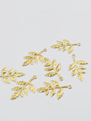 10 x Brass Leaf Branch Charms, 30x15mm