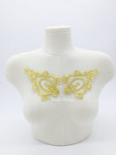 1 pair x Gold Corded Lace Appliques, 9.5x15cm
