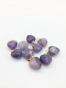 1 x Puffy Heart Lepidolite Pendant with Gold Plated Loop and Bail, 19x15mm