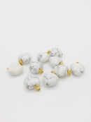 1 x Puffy Heart White Howlite Pendant with Gold Plated Loop and Bail, 19x15mm (0206)
