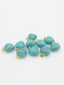 1 x Puffy Heart Turquoise Pendant with Gold Plated Loop and Bail, 19x15mm (0188)