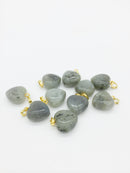 1 x Puffy Heart Labradorite Pendant with Gold Plated Loop and Bail, 19x15mm (0195)