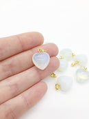 1 x Puffy Heart Opalite Pendant with Gold Plated Loop and Bail, 19x15mm (0200)