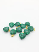 1 x Puffy Heart Malachite Pendant with Gold Plated Loop and Bail, 19x15mm (0210)