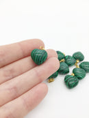 1 x Puffy Heart Malachite Pendant with Gold Plated Loop and Bail, 19x15mm (0210)