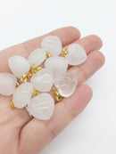 1 x Puffy Heart Quartz Pendant with Gold Plated Loop and Bail, 19x15mm (0205)