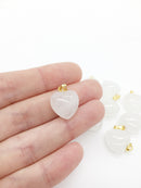 1 x Puffy Heart Quartz Pendant with Gold Plated Loop and Bail, 19x15mm (0205)