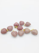 1 x Puffy Heart Pink Rhodonite Pendant with Gold Plated Loop and Bail, 19x15mm (0194)