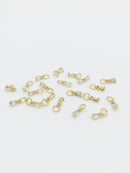 2 x Tiny 18K Gold Plated Clear Teardrop Cubic Zirconia Charms with Jump Rings, 3x8mm (0174)