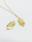 1 x 18K Gold Plated Stainless Steel Rectangular Bee Pendant, 29x14mm