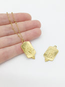 1 x 18K Gold Plated Stainless Steel Rectangular Bee Pendant, 29x14mm