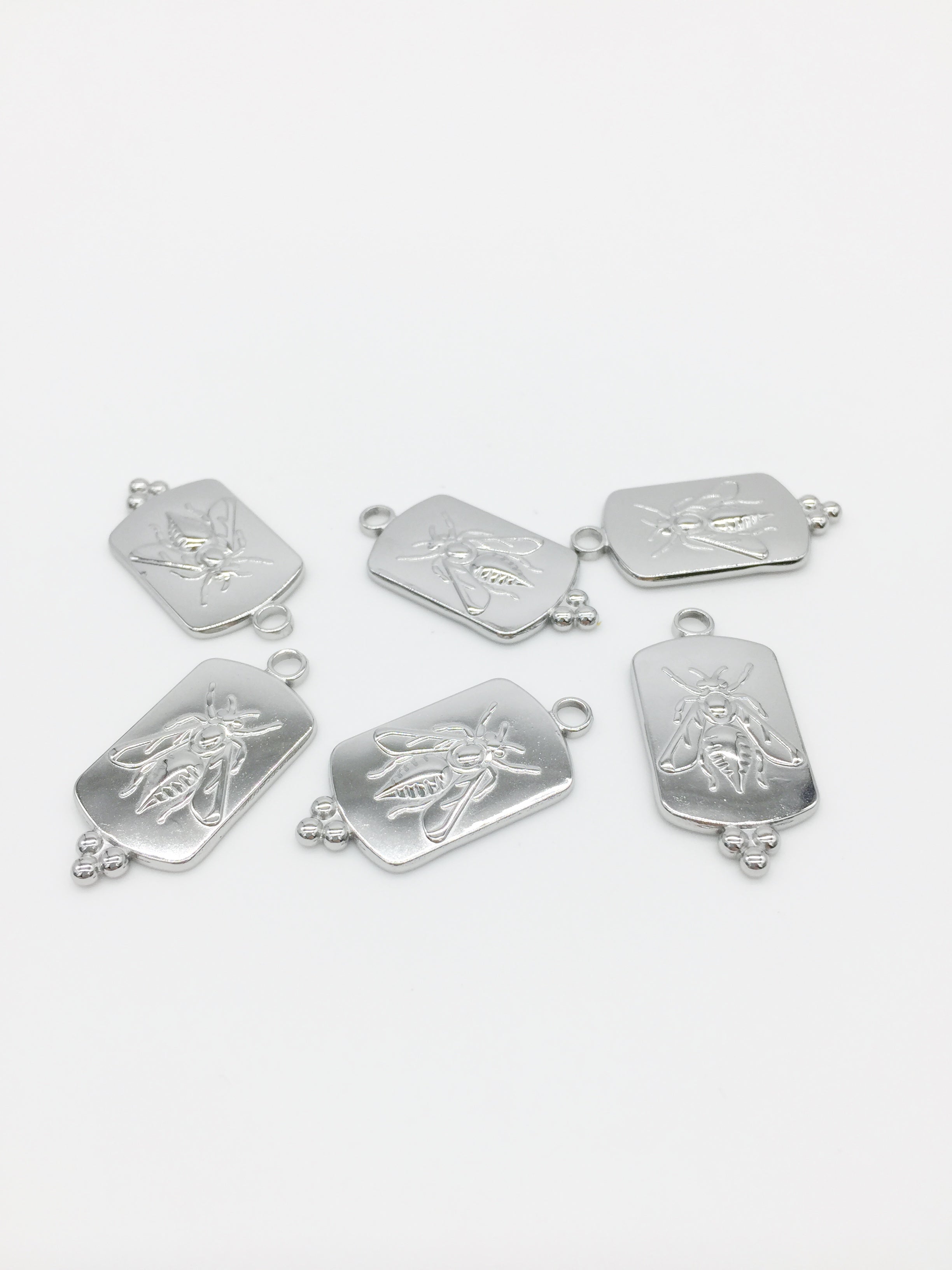 1 x Stainless Steel Rectangular Bee Pendant, 29x14mm
